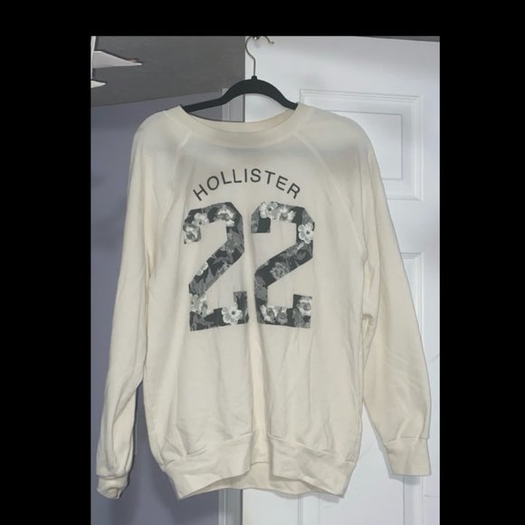White Hollister 22 flower beach vibes crewneck sweatshirt, women's xs - Picture 1 of 4